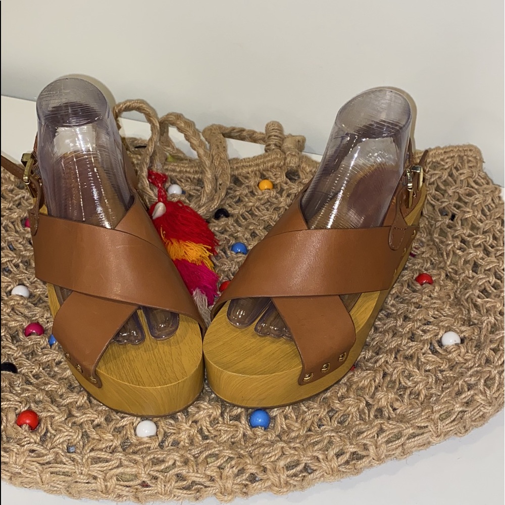 Sam Edelman Bentlee Wood Effect Flatform Heeled Sandals - Picture 5 of 12